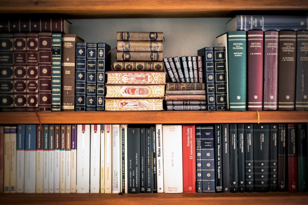 books, shelving, library