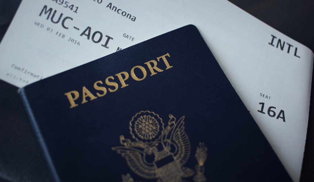 Passport and airline ticket